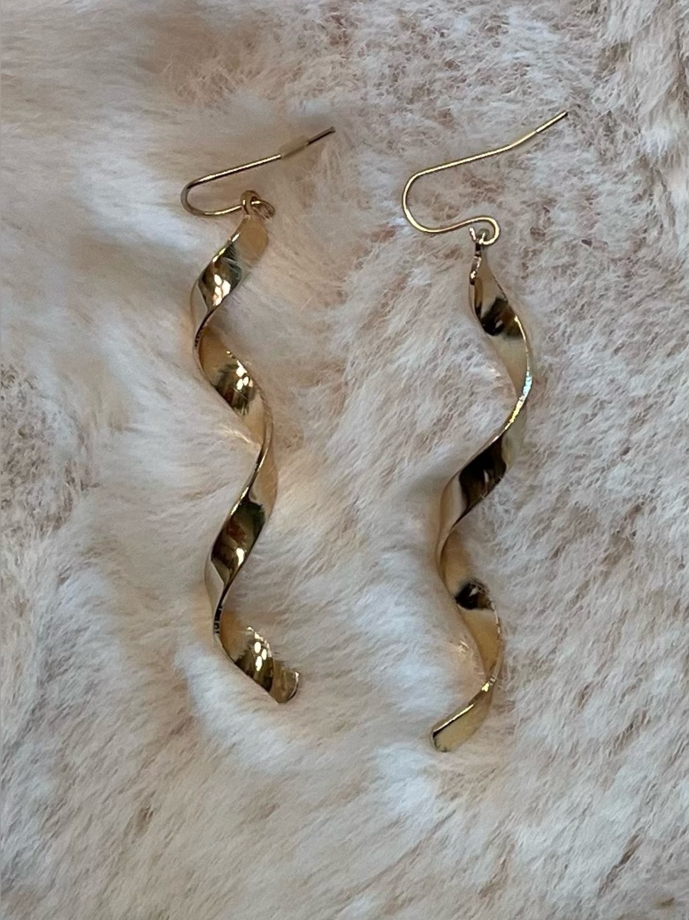 Goldtone Twisted Drop Earrings - Elegant Spiral Dangle